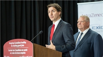 Justin Trudeau, Premierminister von Kanada, beantwortet Fragen nach der Ankündigung, dass die Social-Media-App TikTok nicht mehr auf von der Regierung herausgegebenen Smartphones verwendet werden darf.