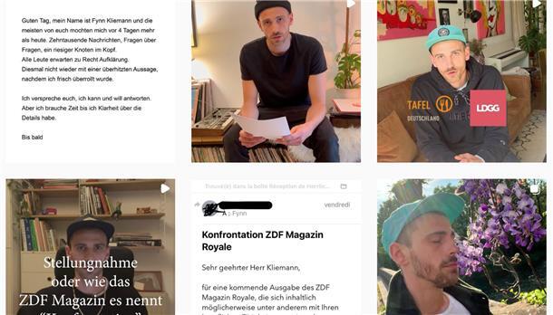 Kliemanns Schicksalswoche in Instagram: Sonne in Frankreich (unten rechts), dann bricht der Sturm los. Am Schluss leise Worte (oben links).