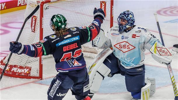Meister setzt Ausrufezeichen: Berlin wieder der Gejagte Korbinian Geibel steuerte das 2:0 zum Sieg der Eisbären Berlin gegen Dresden bei.