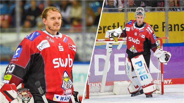 Kristers Gudlevskis (links) und Maximilian Franzreb sind statistisch gesehen die beiden besten Torhüter der DEL. Für die Fischtown Pinguins ist das ein Luxusproblem.