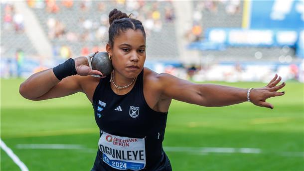 Kugelstoß-Olympiasiegerin Yemisi Ogunleye wurde beim Diamond-League-Meeting in Brüssel Dritte.