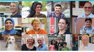 Lächeln auf der Hafenstraße: Mit den Gesichtern sollen Geschichten erzählt werden von Menschen, die sich wohlfühlen in Lehe.