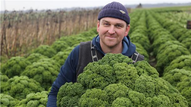 Landwirt Hanke Hotes aus Wurthfleth baut auf seinem Land unter anderem Grünkohl an.
