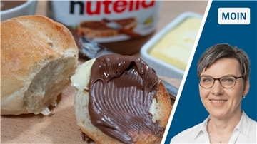 Collage Brötchen mit Nutella / Portrait Andrea Vogt