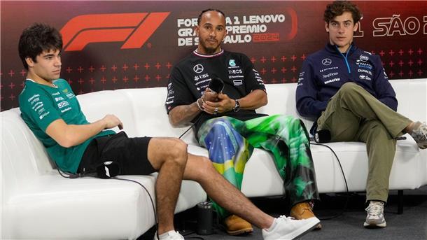 Privatjet statt Billigflieger: Hamilton nimmt Kollegen mit Lewis Hamilton (m) nahm Franco Colapinto (r) in seinem Flieger mit.