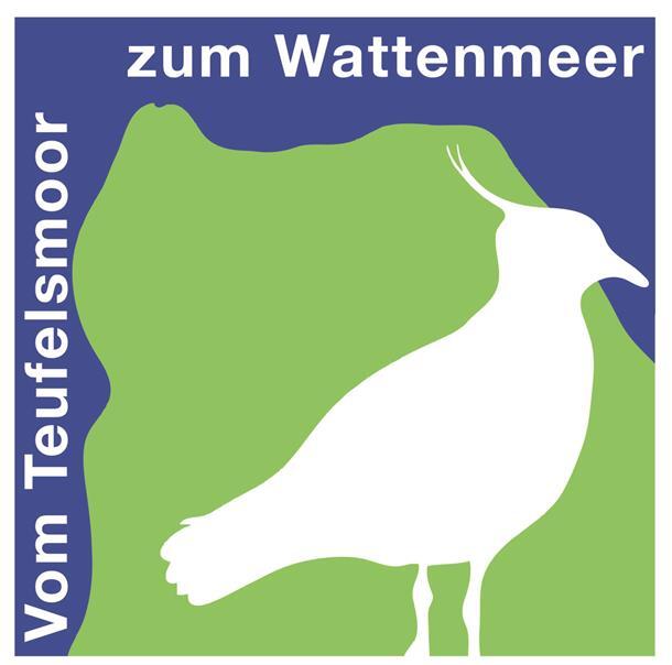 Logo des Radwanderwegs „Vom Teufelsmoor zum Wattenmeer“ mit entsprechendem Schriftzug