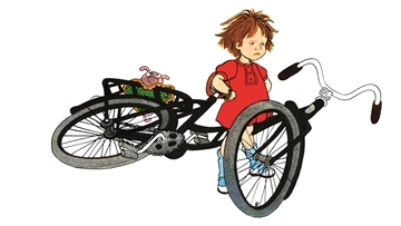 Lotta traut sich alles: natürlich auch mit dem großen Rad ihres Bruders fahren. Ganz so einfach ist es dann doch nicht. Doch Lotta gibt nicht auf.