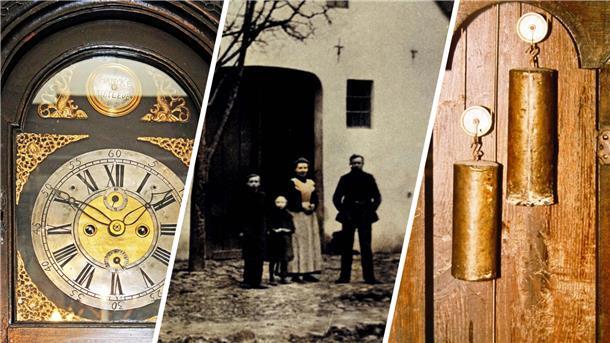 Uhren aus Uthlede: Als das Dorf eine Technik-Hochburg war Made in Uthlede: Eine Uhr des Meisters Hanneke (v.o.), die im Allmershaus in Rechtenfleth steht, die Besitzer des früheren Uhrmachergeschäftes Foege in der Achterstraße und die Gewichte eines Uhrwerkes aus Uthlede.