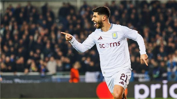 Real siegt gegen Atletico knapp, Arsenal sehr hoch gegen PSV Marco Asensio von Aston Villa jubelt über das Tor zum 1:2.