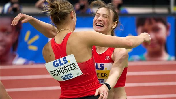 Burghardt und Ganter deutsche Hallenmeister über 60 Meter Marlene Meier (r) siegte über die 60 Meter Hürden mit einer guten Zeit.