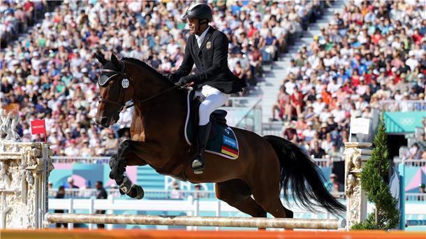 Marvin Dogue bei seinem Ritt im olympischen Finale.