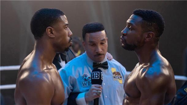 Die Filmstarts der Woche Michael B. Jordan (l) als Adonis Creed und Jonathan Majors (r) als Damian Anderson in einer Szene des Films „Creed III“:
