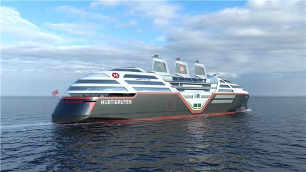 Mit höchstem Komfort, aber ohne Emissionen entlang der norwegischen Küste reisen: Das will Hurtigruten Norwegen mit einem genau dafür entwickelten Postschiff möglich machen. Ein Modell wurde dafür jetzt vorgestellt.