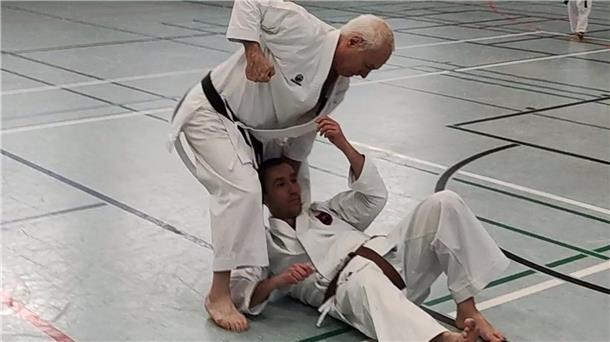 Gnarrenburger Karatekas trainieren „klebende Hände“ und Hebeltechniken Mit Werner Buddrus, Träger des 7. Dan Karate, ging es um die praktische Anwendung der Kampfkunst.