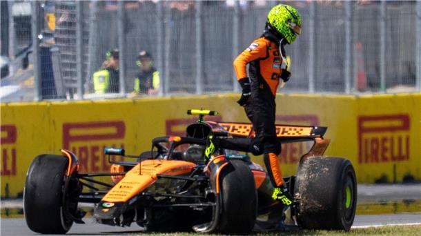 Norris am Tiefpunkt: „McLaren-Knall“ als WM-Entscheidung? Nach dem Unfall war der McLaren von Lando Norris nur noch Schrott.