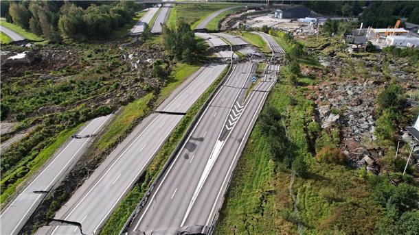 Erdrutsch zerstört Europastraße in Schweden Nach einem Erdrutsch ist die Europastraße E6 beschädigt.