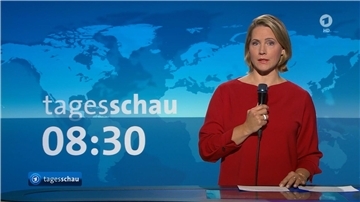 Nachrichtensprecherin Judith Rakers in der 8.00-Uhr-Ausgabe der ARD-Nachrichtensendung „Tagesschau“.