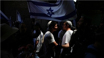Nationalisten feiern am Jerusalem-Tag die israelische Eroberung Ost-Jerusalems nach dem Sechstagekrieg 1967.