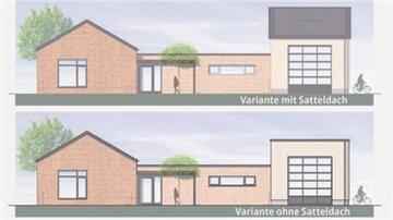 Neue Fahrzeughalle mit oder ohne Spitzdach: In Kassebruch werden zwei mögliche Varianten diskutiert.