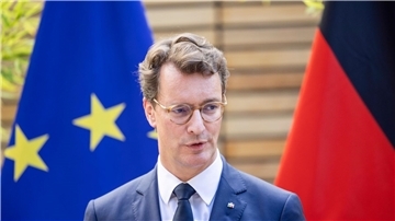 Nordrhein-Westfalens Ministerpräsident Hendrik Wüst (CDU) in Brüssel.