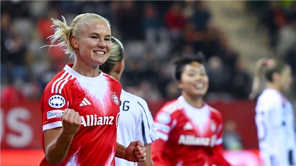 Videobeweis in der Nachspielzeit rettet Bayern gegen Juve Pernille Harder traf per Kopf zum 1:0 für die Münchnerinnen.