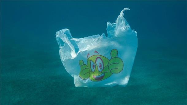 Plastiktüte im Meer. In Berlin kam der Runde Tisch Meeresmüll, der Handlungsempfehlungen gegen die Plastikverschmutzung von Nord- und Ostsee erarbeitet.