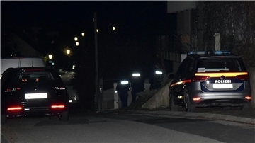 Polizisten stehen auf einer Straße in Österreich.