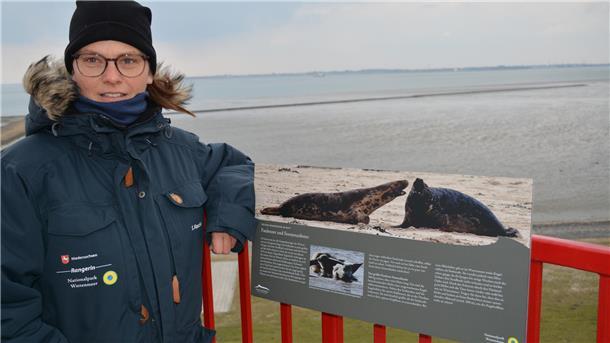 Zum „Whale Watching“ ans Preußeneck in Eckwarderhörne Rangerin Susanne Koschel
