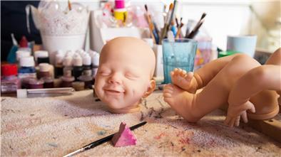 Reborn-Babys entstehen aus einem Bausatz. Kopf, Arme und Beine werden angemalt und an den Körper genäht. Am Ende sehen sie echten Babys zum Verwechseln ähnlich.