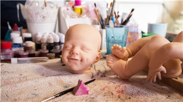 Reborn-Babys entstehen aus einem Bausatz. Kopf, Arme und Beine werden angemalt und an den Körper genäht. Am Ende sehen sie echten Babys zum Verwechseln ähnlich.
