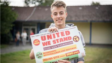 René organisiert die Festival-Reihe "United we stand" im Haus der Jugend. Damit positionieren sie sich gegen den stärker werdenden Rassismus in der Gesellschaft.