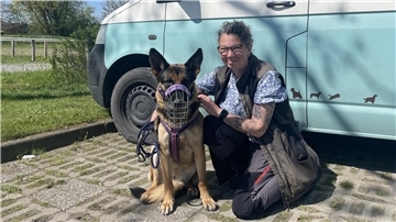 Frau mit Schäferhund