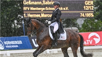 Sabrina Geßmann gewann mit Rockyna die Finalqualifikation um den Nürnberger Burgpokal.