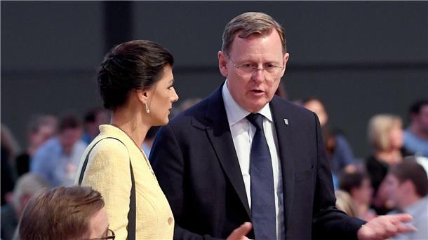 Sahra Wagenknecht und Bodo Ramelow beim Bundesparteitag der Linken 2018 in Leipzig.