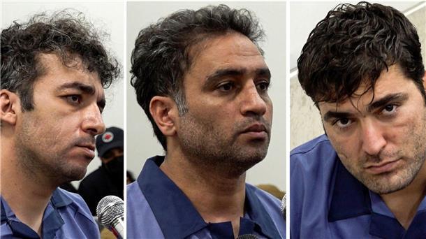 Iran richtet drei weitere Demonstranten hin Saleh Mirhaschemi (l-r), Said Jakobi und Madschid Kasemi während ihrer Prozesse. Die Demonstranten sind im Iran nach umstrittenen Prozessen hingerichtet worden.