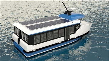 Blick auf eine Animation: Das neue Dünentaxi hat Solar an Deck und einen Elektromotor.
