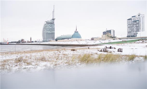 Schnee in Bremerhaven Mitte Januar 2024. 