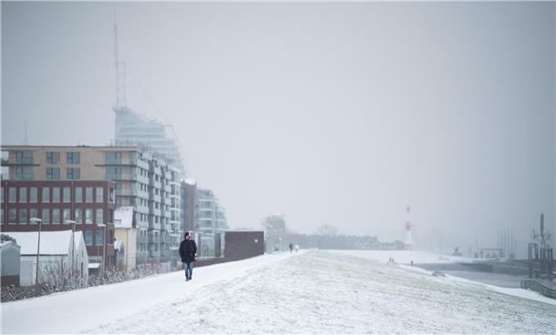 Schnee in Bremerhaven Mitte Januar 2024.