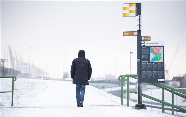 Schnee in Bremerhaven Mitte Januar 2024.