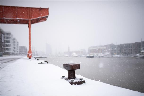 Schnee in Bremerhaven Mitte Januar 2024.