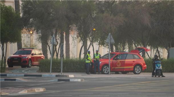 Sicherheitskräfte am Ort des israelischen Angriffs in Doha. 