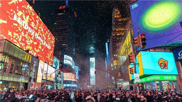 Silvesterfeier am Times Square in New York.