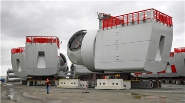 So groß wie ein Mehrfamilienhaus: die neue 14-Megawatt-Windturbine, die Siemens Gamesa jetzt in seinem Werk in Cuxhaven baut.