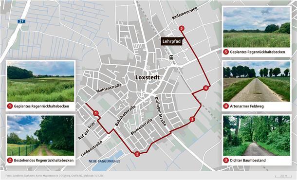Starkregen im Visier: Millionenschweres Pilotprojekt in Loxstedt kann beginnen So könnte das "Grüne Wasserband", das mit Hilfe des Pilotprojektes in Loxstedt geschaffen werden soll, eines Tages mal aussehen. Karte: Landkreis/Grafik Gausmann