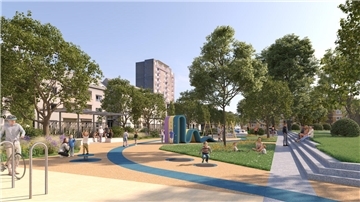 So könnte das Konzept für die Umgestaltung des Parkplatzes Prager Straße aussehen.