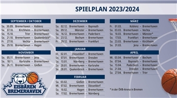 So sieht der Spielplan der Eisbären-Basketballer für die Saison 2023/2024 aus.