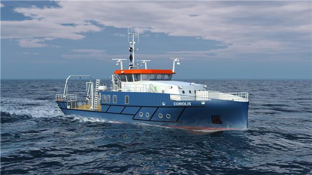 So soll das Forschungsschiff „Coriolis“ aussehen, wenn es nach der Auslieferung in der zweiten Jahreshälfte auf dem Meer unterwegs ist.