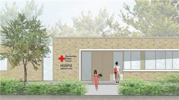 So soll der Eingangsbereich des DRK-Hospizes Geestland am Spadener Weg in Debstedt einmal aussehen.