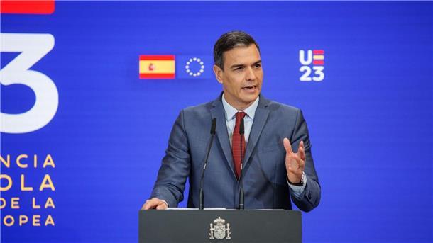 Spaniens Regierungschef Sánchez zu Gesprächen in Kiew Spaniens Ministerpräsident Pedro Sánchez bei der Vorstellung der Prioritäten der spanischen EU-Ratspräsidentschaft in Madrid.