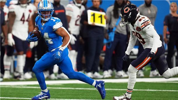 St. Brown (links) war für die Verteidigung der Bears nicht zu fassen. 